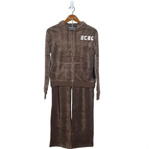 BCBG MAXAZRIA Velvet‎ Tracksuit Set of 2 Pants and Sweater Size M Color Brown